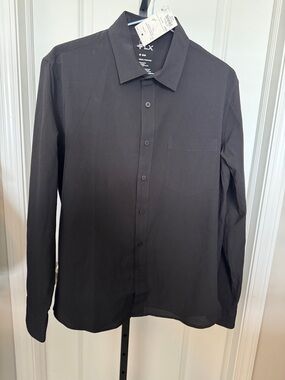 H&M Black Long-Sleeve Button-Down Dress Shirt